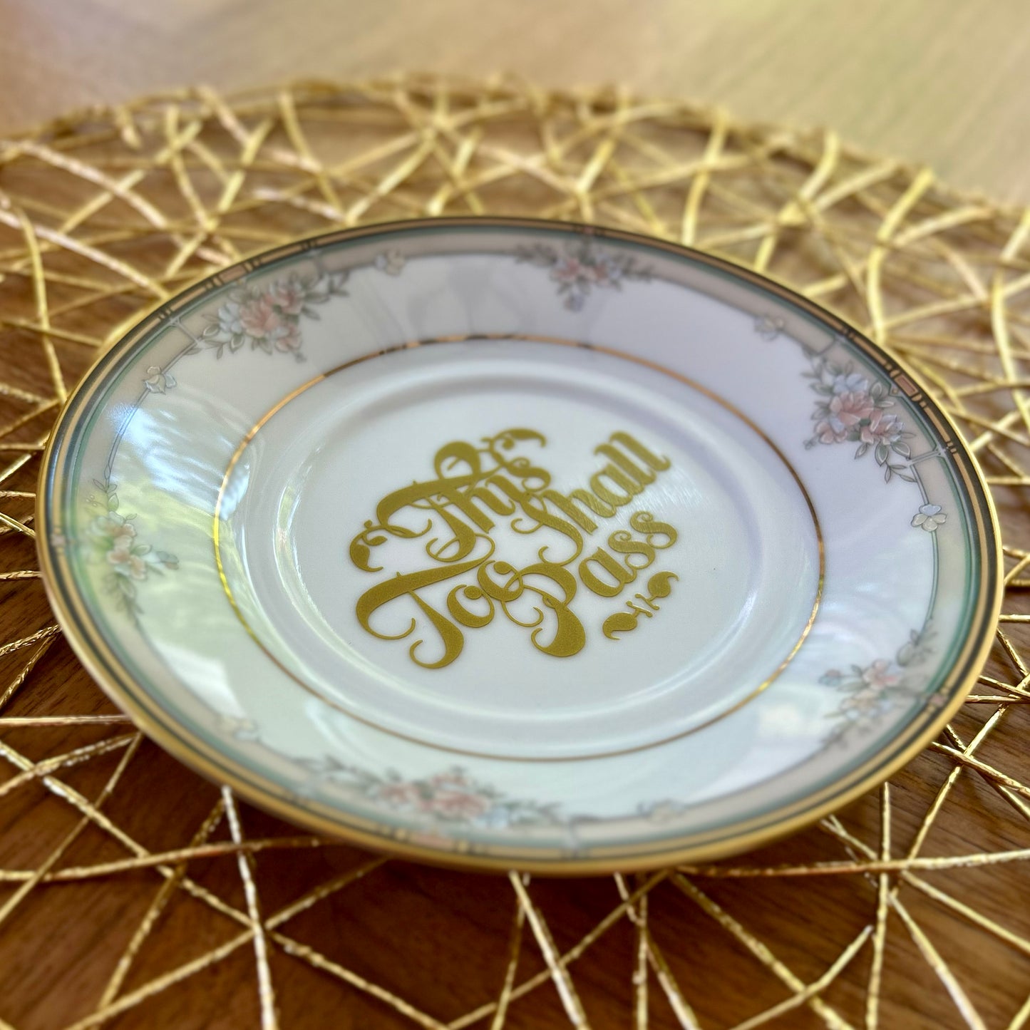 "This Too Shall Pass" | Vintage Upcycled Trinket Tray | 6 in