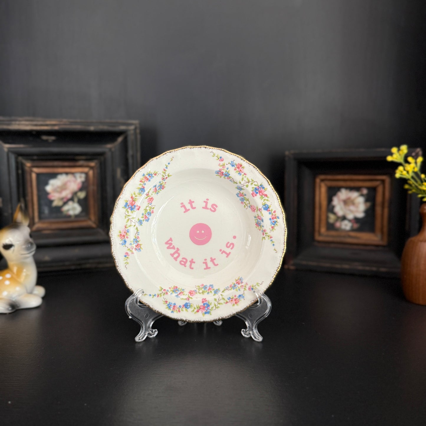 "It Is What It Is" | Vintage Upcycled Trinket Tray | 6 in