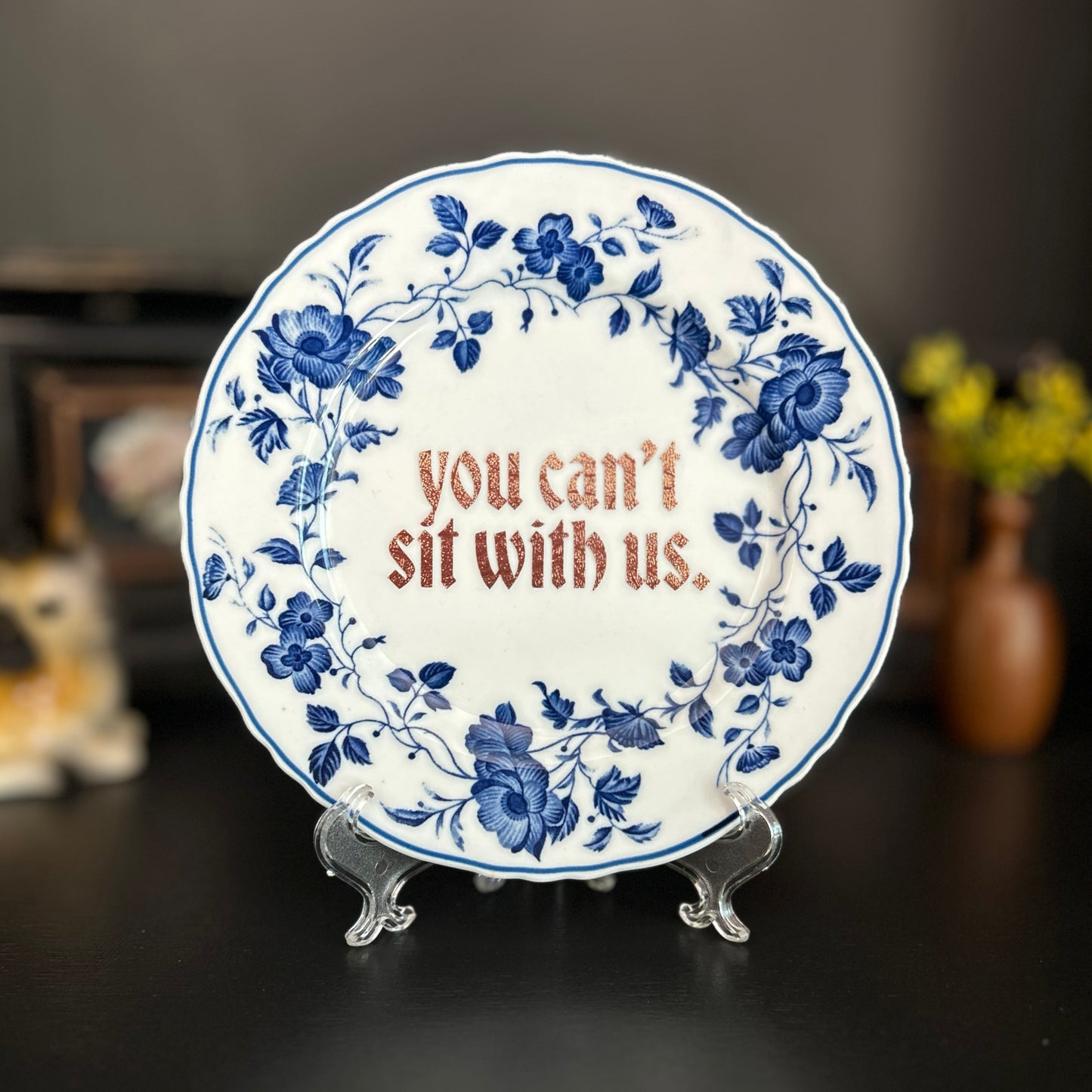 "You Can't Sit With Us" | Mean Girls Quote | Upcycled Vintage Decorative Plate | 7.5 in