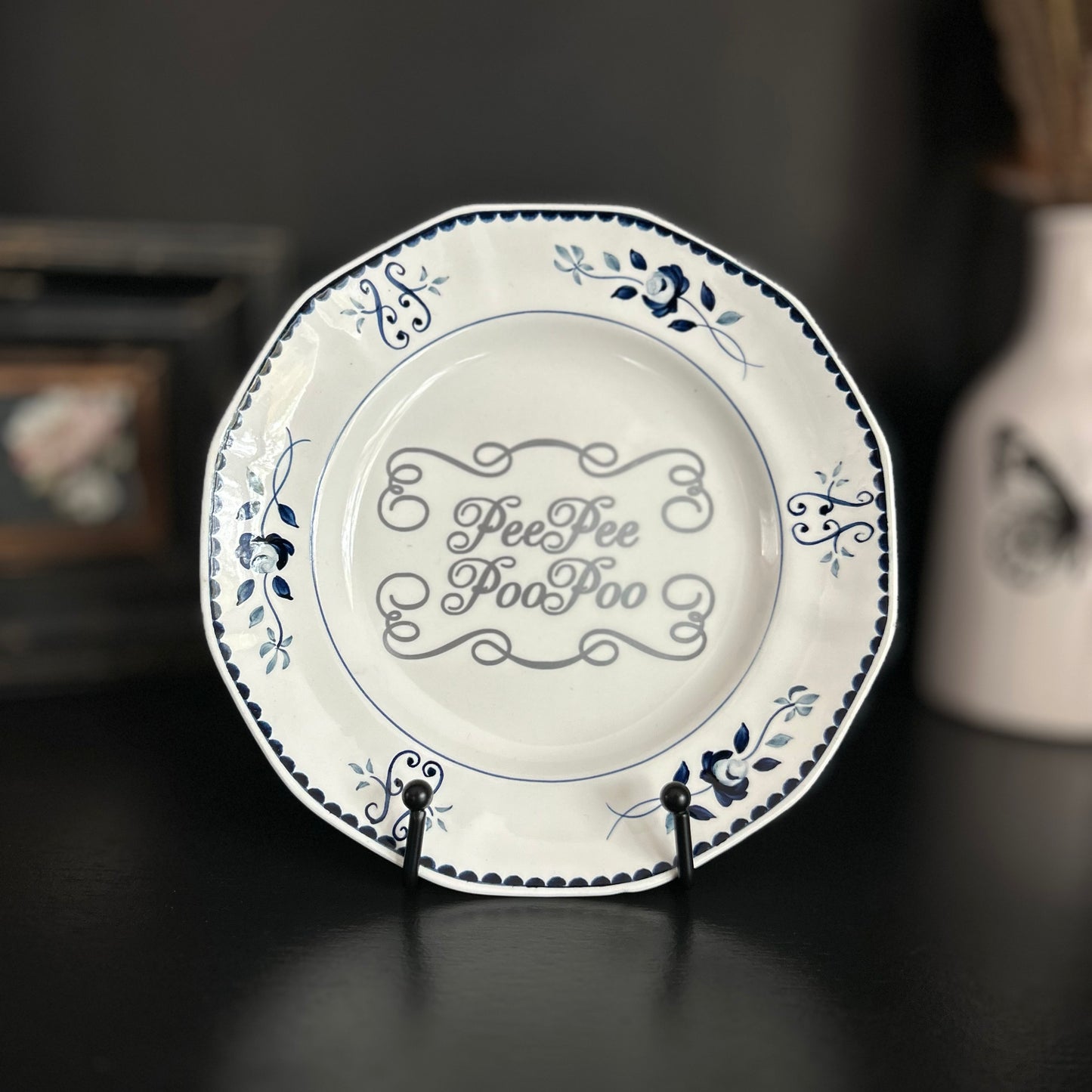 "Pee Pee Poo Poo" | Funny Bathroom Decor | Upcycled Vintage Decorative Plate | 8 in