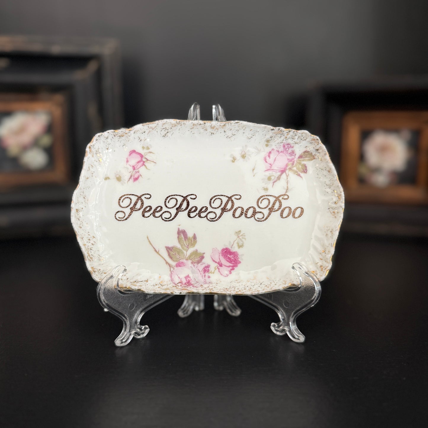 "Pee Pee Poo Poo" | Vintage Upcycled Trinket Tray | 6 x 4 in