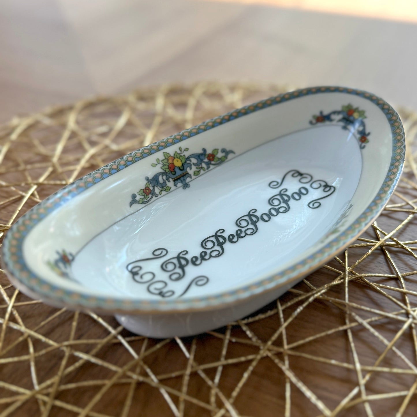 "Pee Pee Poo Poo" | Vintage Upcycled Trinket Tray | 8 x 4.5 in