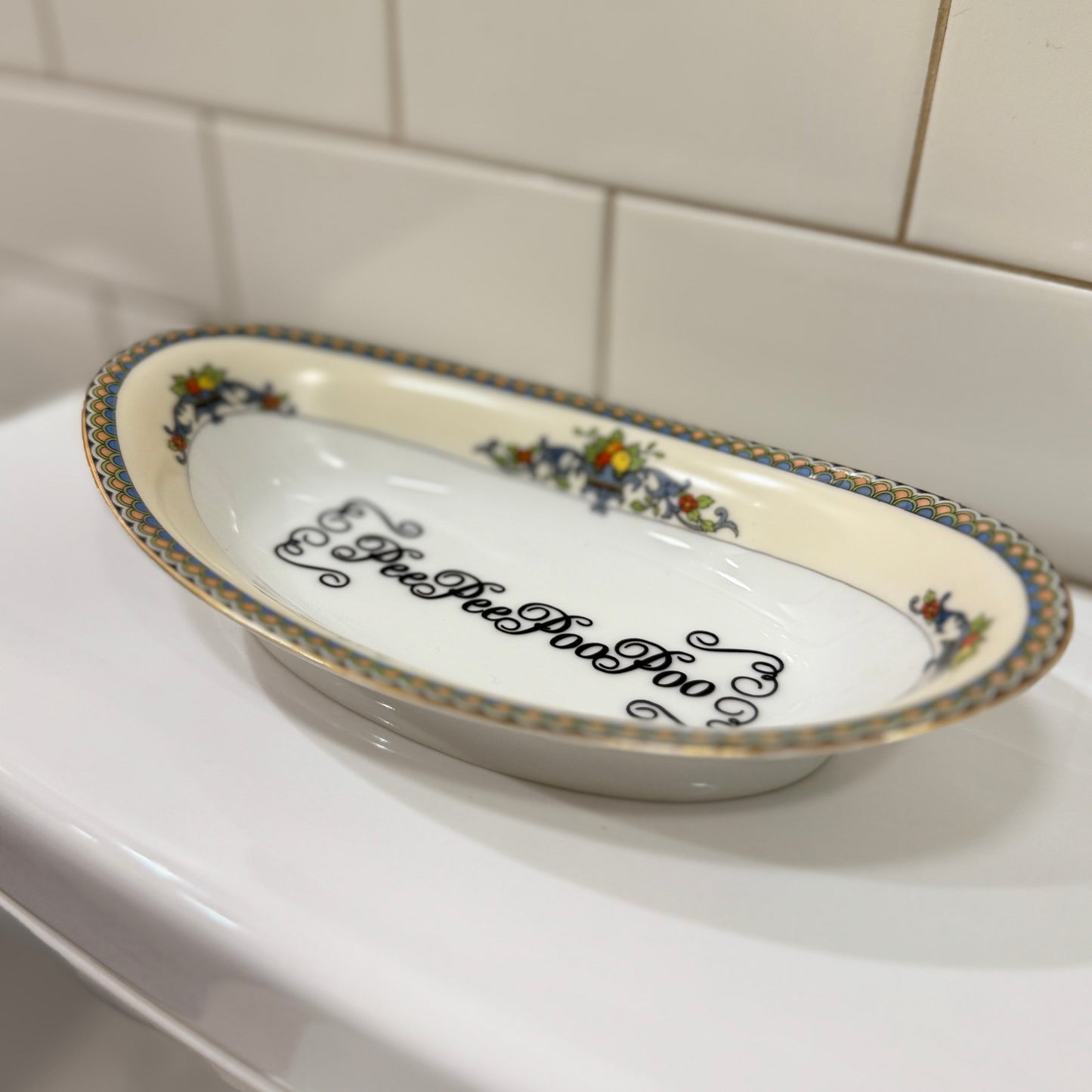 "Pee Pee Poo Poo" | Vintage Upcycled Trinket Tray | 8 x 4.5 in