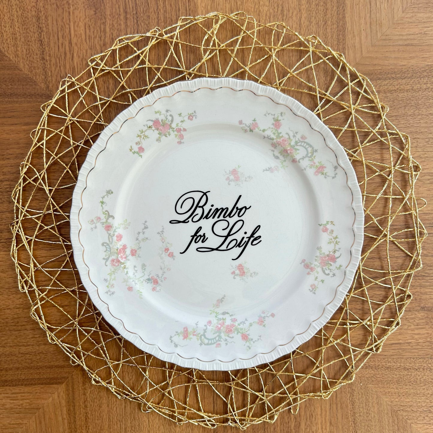 "Bimbo For Life" | Vintage Upcycled Plate | 10 in