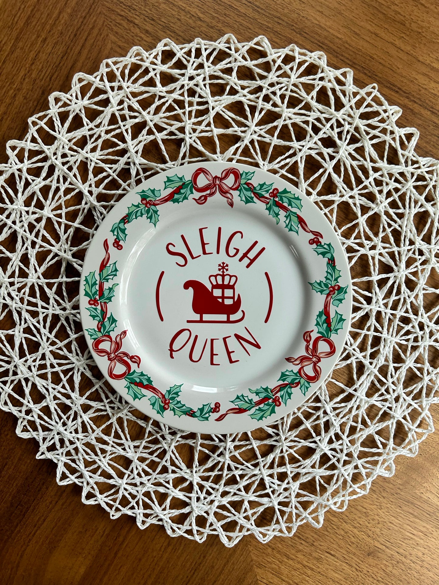 "Sleigh Queen" | Vintage Upcycled Plate |  7.625 in