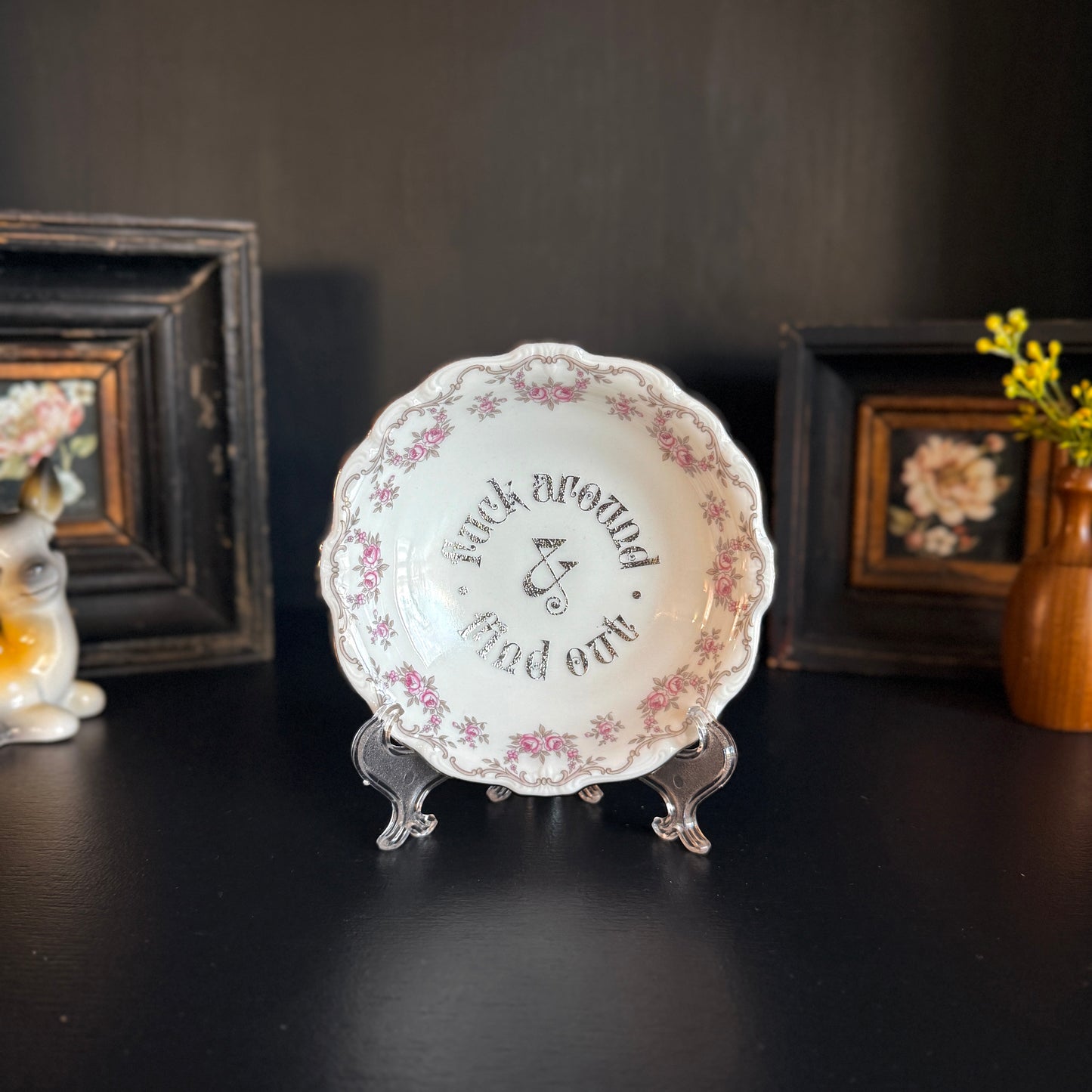 "Fuck Around and Find Out" | Vintage Upcycled Trinket Tray | 5 in