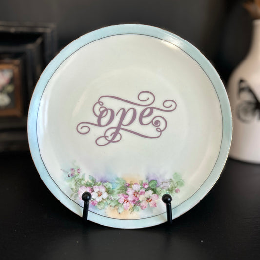 "Ope" | Vintage Upcycled Plate | 7.75 in