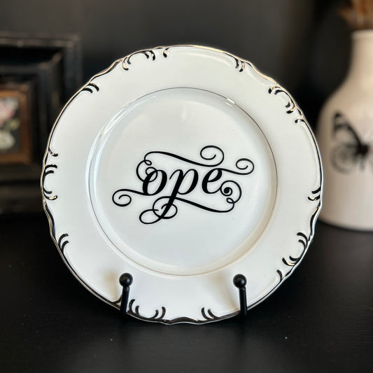 "Ope" | Vintage Upcycled Plate | 7.5 in