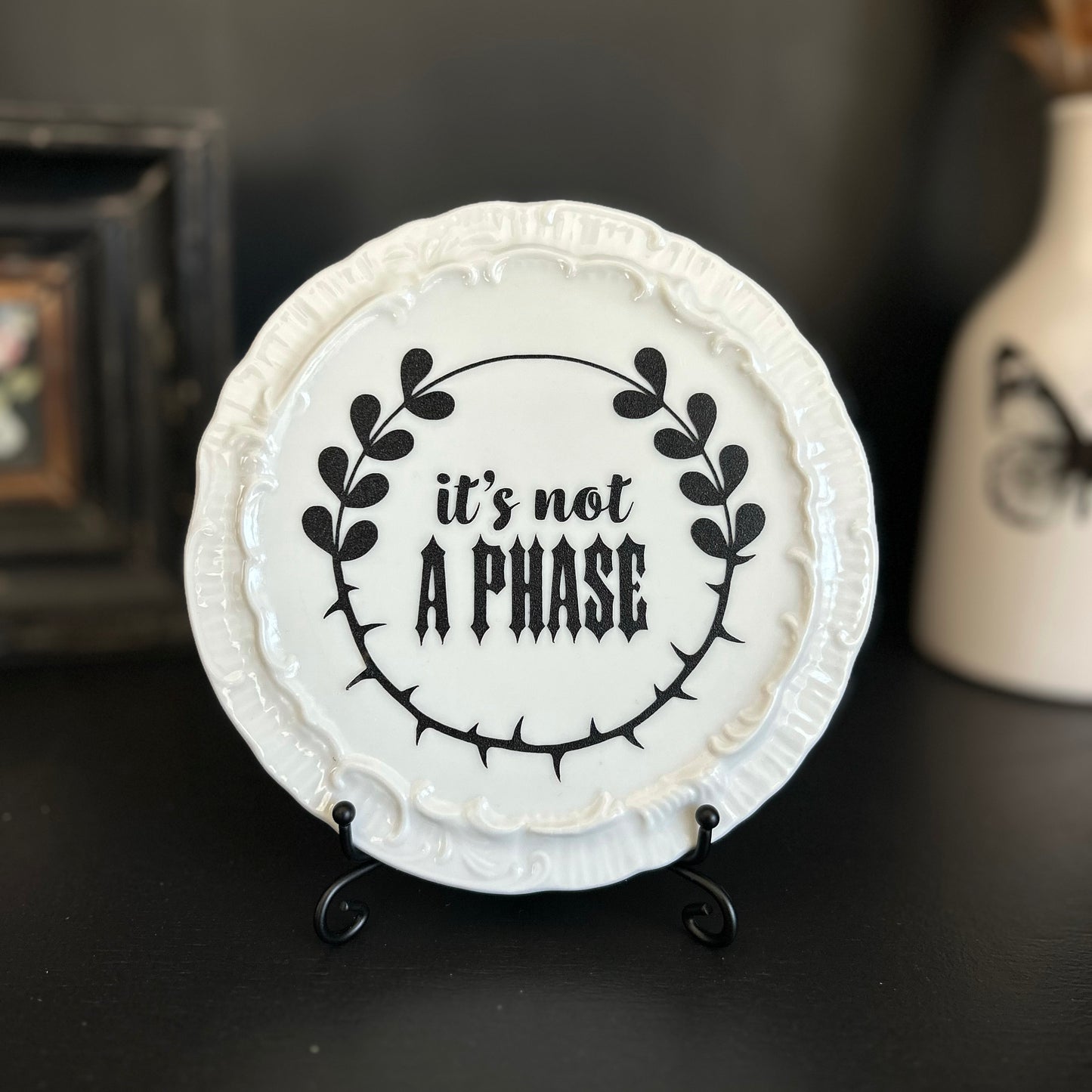 "It's Not a Phase" | Vintage Upcycled Saucer | 6.25 in