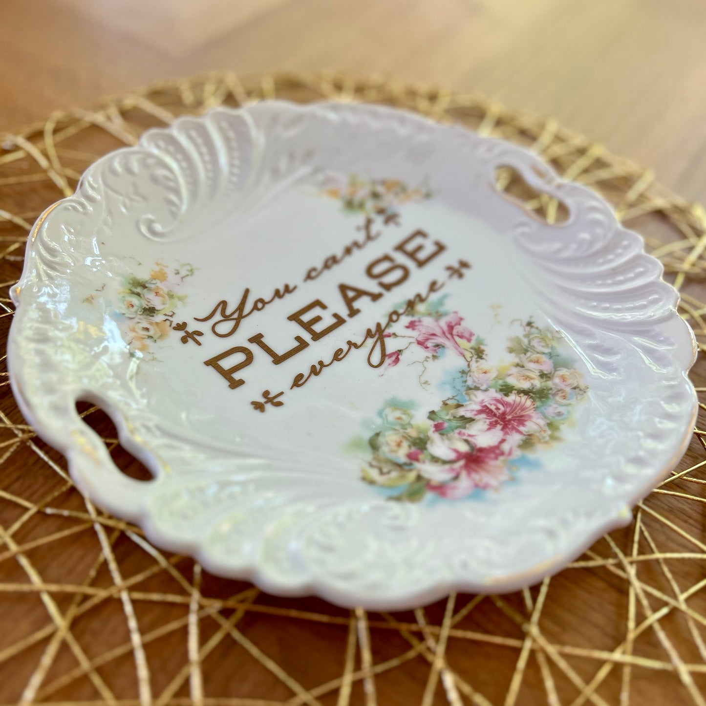 "You Can't Please Everyone" | Snarky Decor | Upcycled Vintage Decorative Platter | 9 in