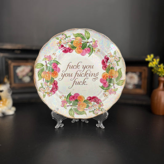"Fuck You, You Fucking Fuck" | Upcycled Vintage Decorative Plate | 8 in