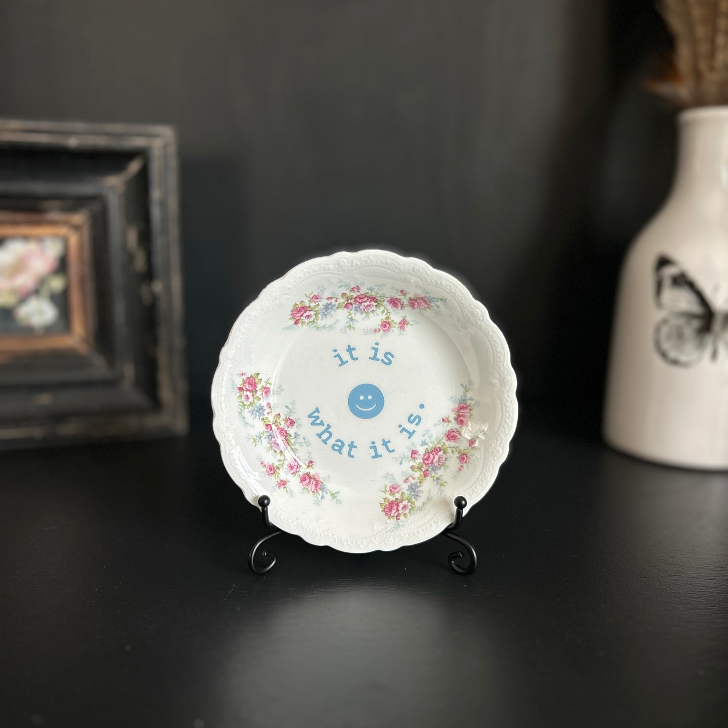 "It Is What It Is" | Vintage Upcycled Trinket Tray | 5 in