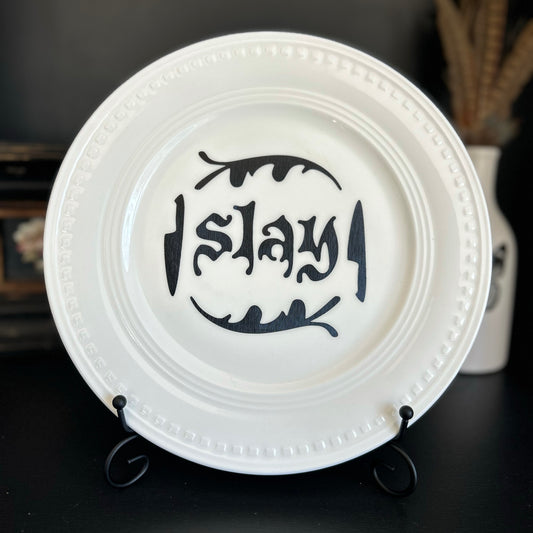 "Slay" | Upcycled Decorative Plate | 11 in