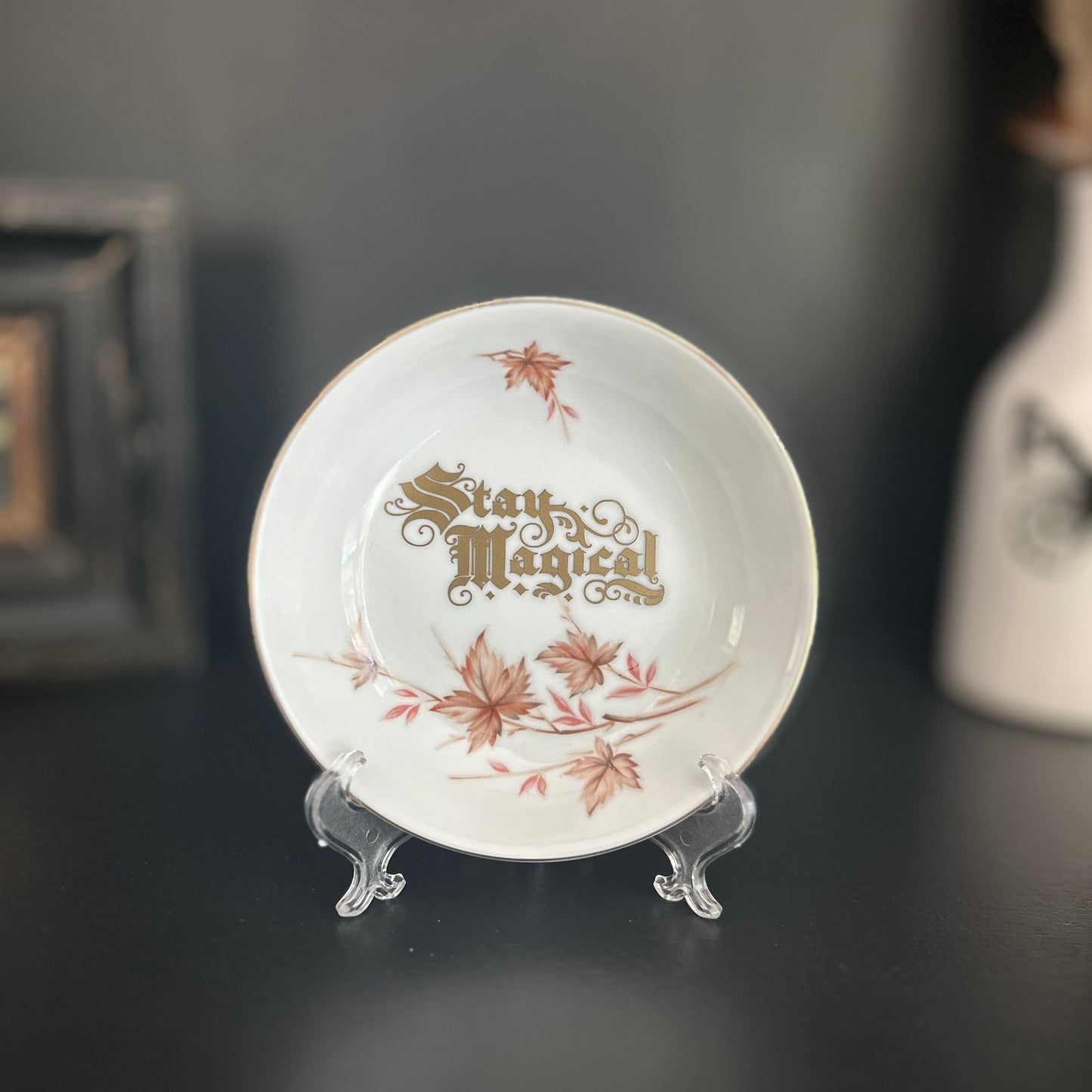 "Stay Magical" | Witchy Quote Decor | Vintage Upcycled Trinket Tray | 5.5 in