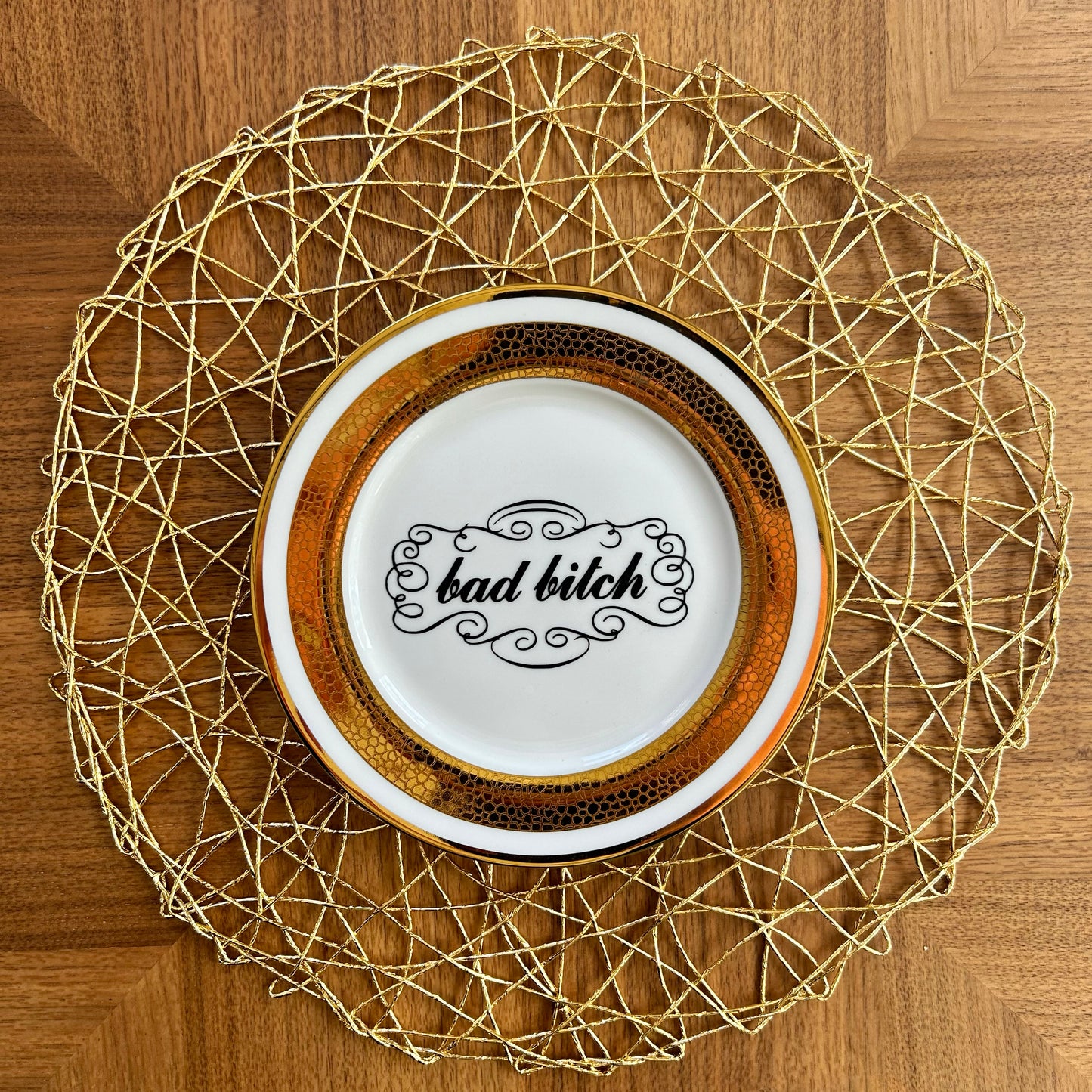 "Bad Bitch" | Sassy Phrase Art | Upcycled Decorative Plate |  8 in