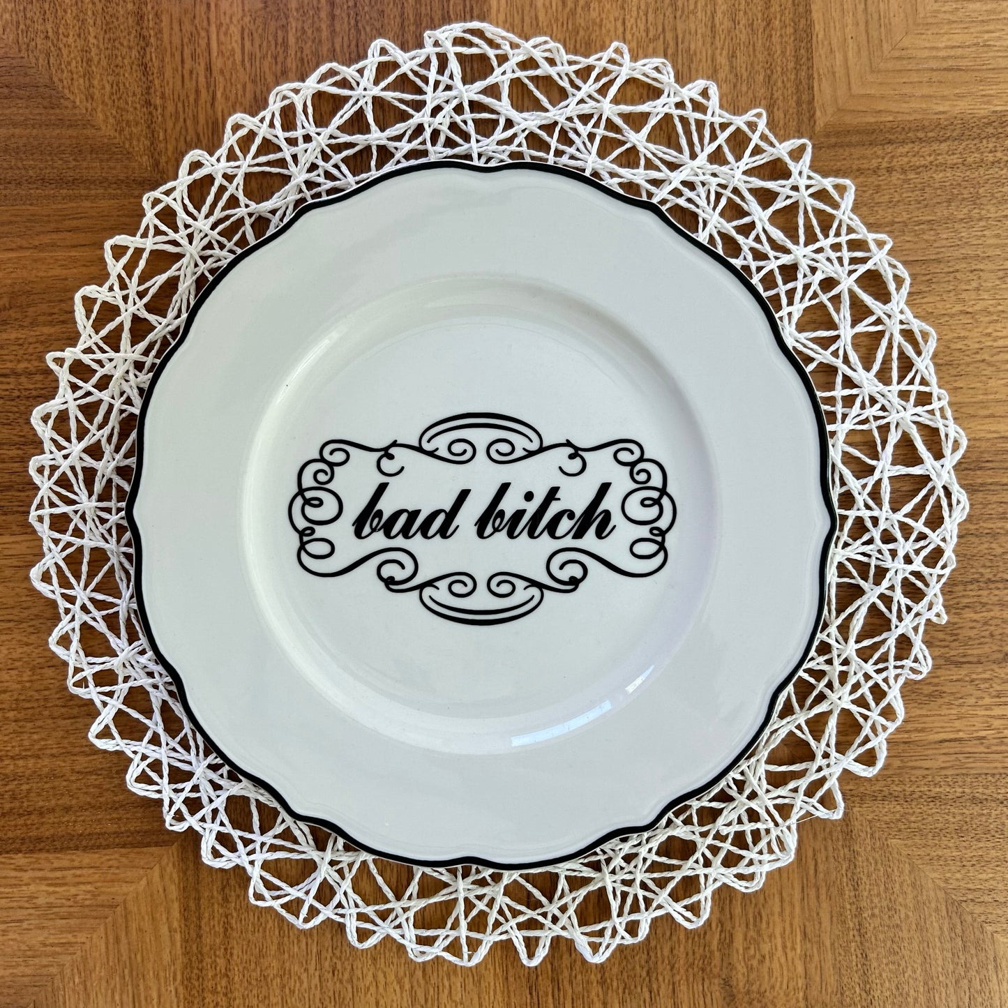 "Bad Bitch" | Sassy Phrase Art | Upcycled Vintage Decorative Plate | 10.5 in