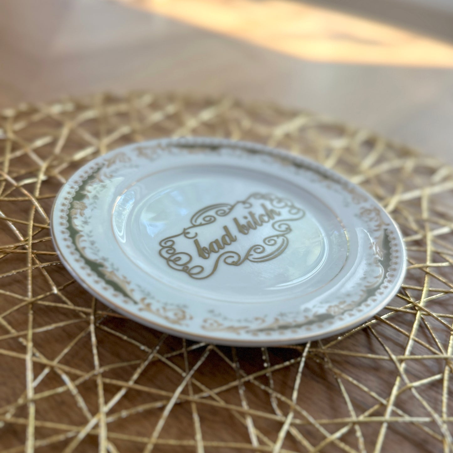 "Bad Bitch" | Sassy Phrase Art | Upcycled Vintage Decorative Saucer | 6 in