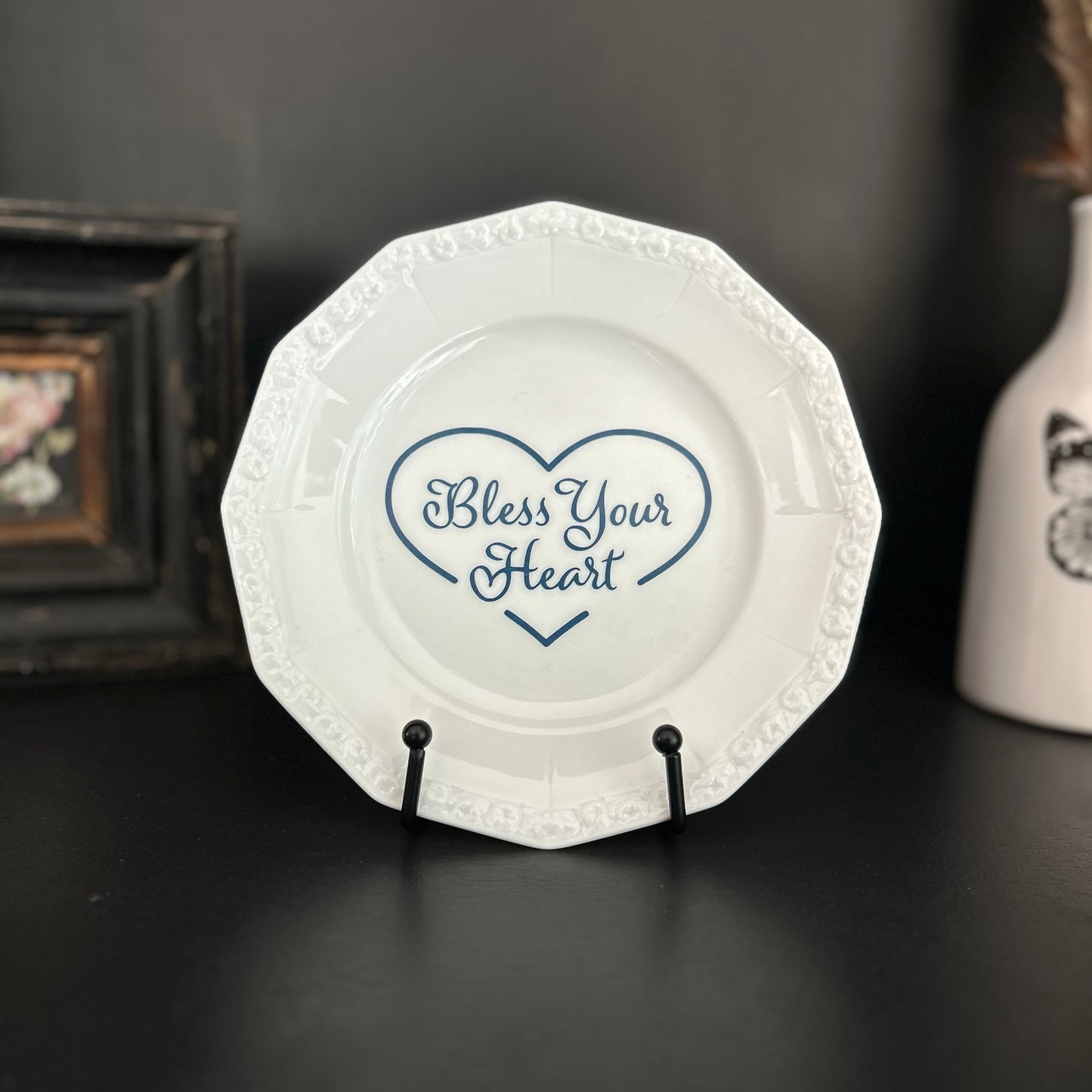 "Bless Your Heart" | Vintage Upcycled Plate | 8 in