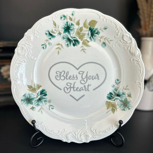 "Bless Your Heart" | Farmhouse Vibes | Upcycled Vintage Decorative Plate | 10 in