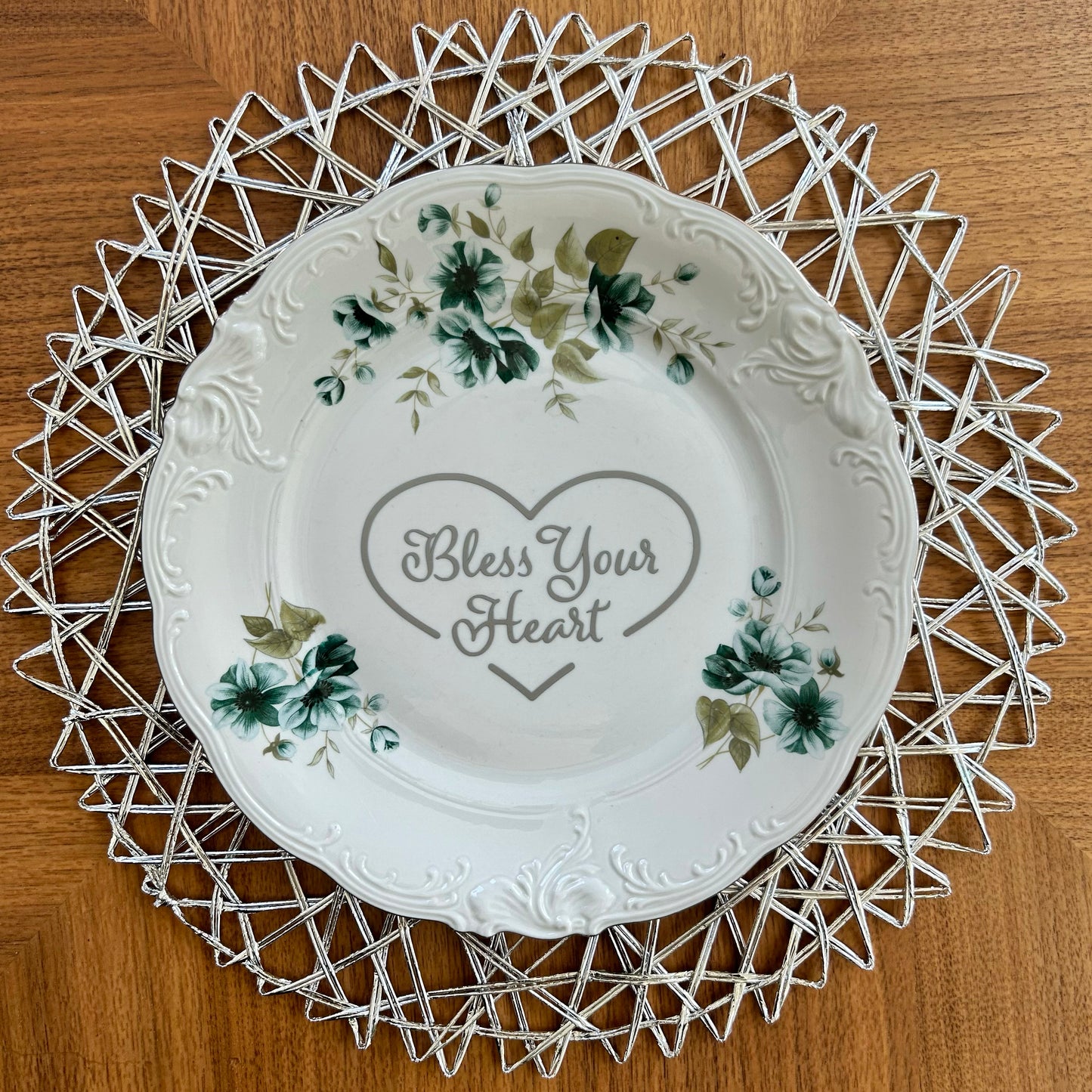 "Bless Your Heart" | Farmhouse Vibes | Upcycled Vintage Decorative Plate | 10 in