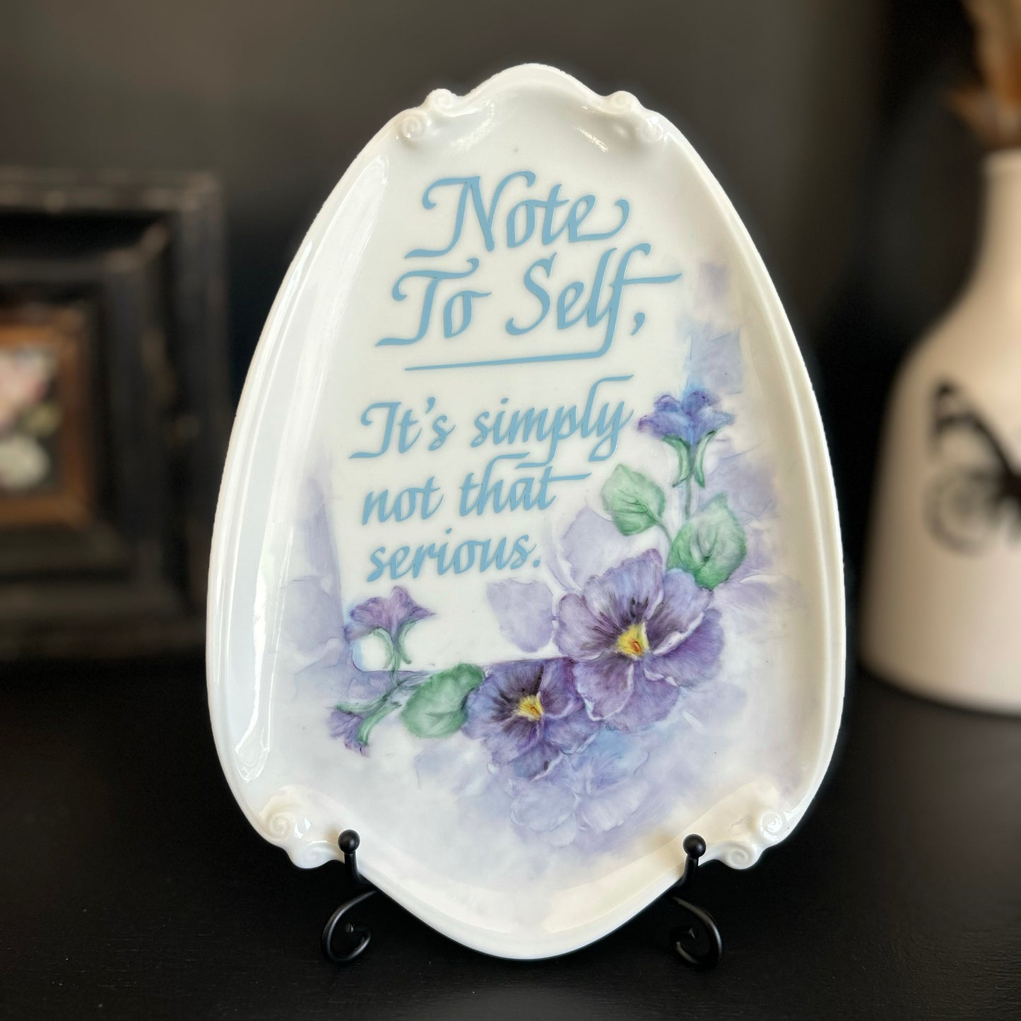 "Note To Self" | Vintage Upcycled Plate |  8.125 in