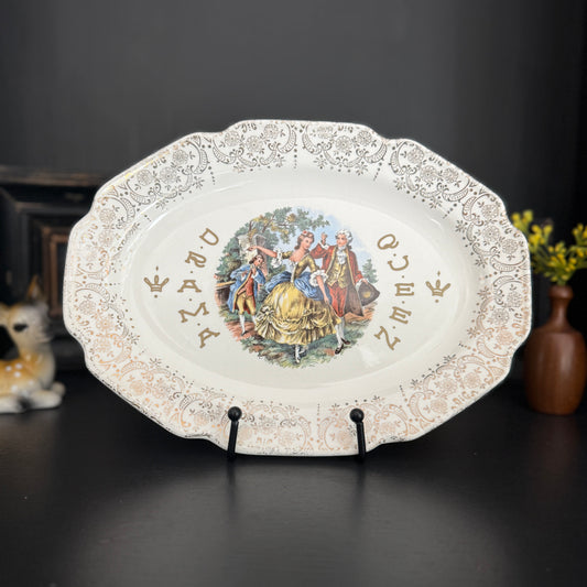 "Drama Queen" | Upcycled Vintage Decorative Platter | 11.5 x 8.5 in