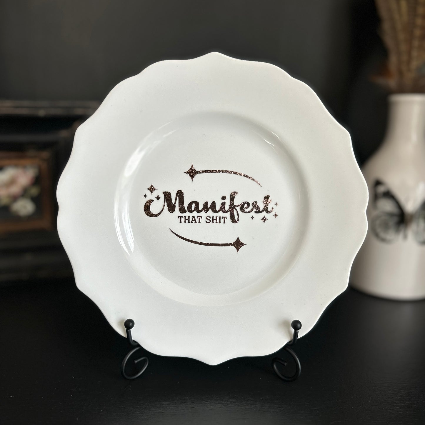 "Manifest That Shit" | Decorative Upcycled Plate | 8.5 in