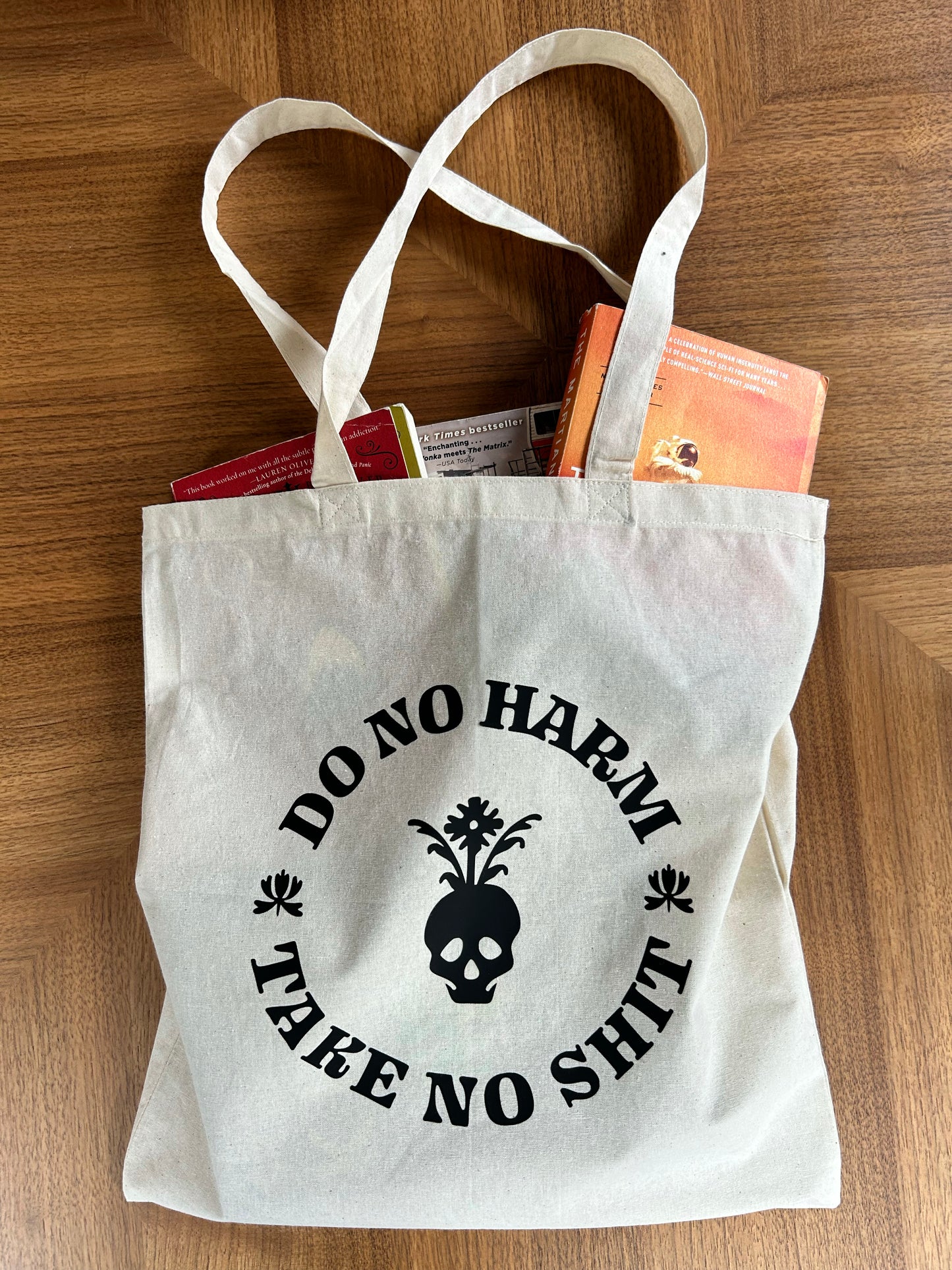 "Do No Harm, Take No Shit" Cotton Tote Bag