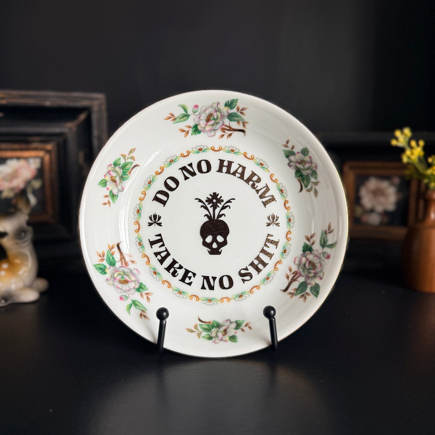 "Do No Harm, Take No Shit" | Large Vintage Trinket Tray | 7 in