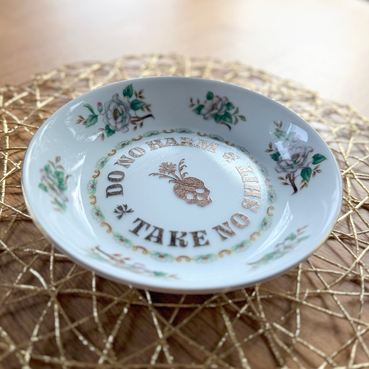 "Do No Harm, Take No Shit" | Large Vintage Trinket Tray | 7 in