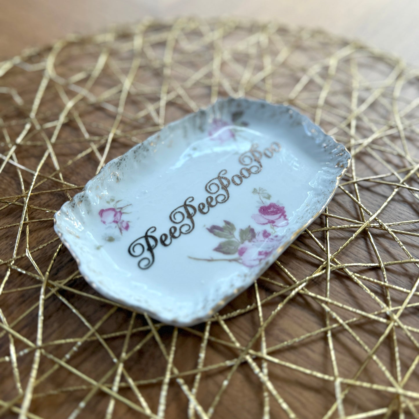 "Pee Pee Poo Poo" | Vintage Upcycled Trinket Tray | 6 x 4 in
