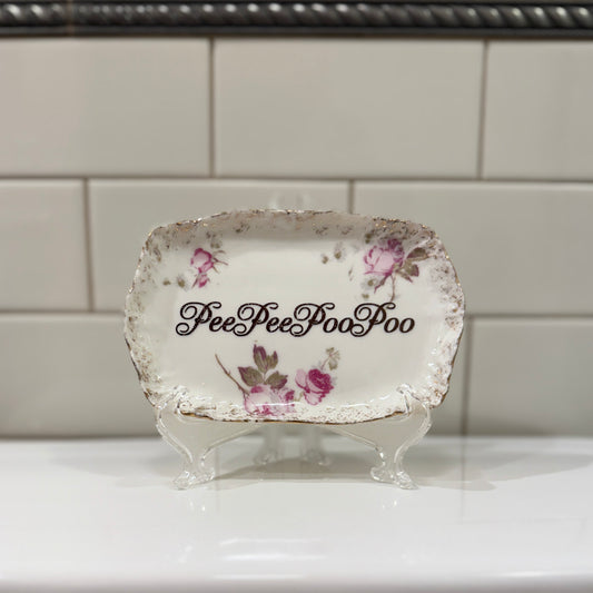 "Pee Pee Poo Poo" | Vintage Upcycled Trinket Tray | 6 x 4 in