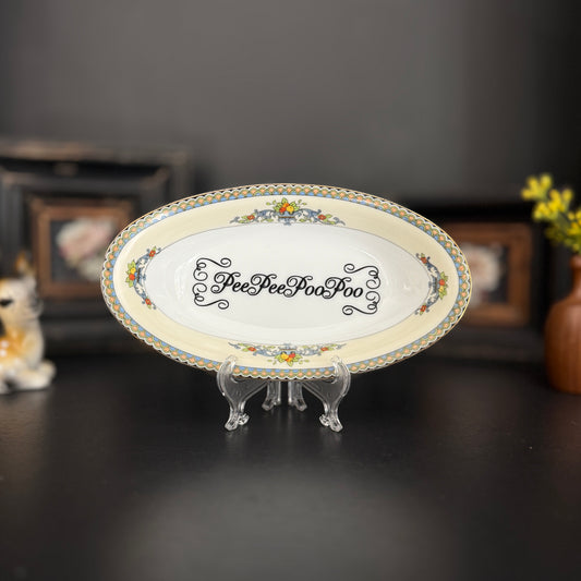 "Pee Pee Poo Poo" | Vintage Upcycled Trinket Tray | 8 x 4.5 in