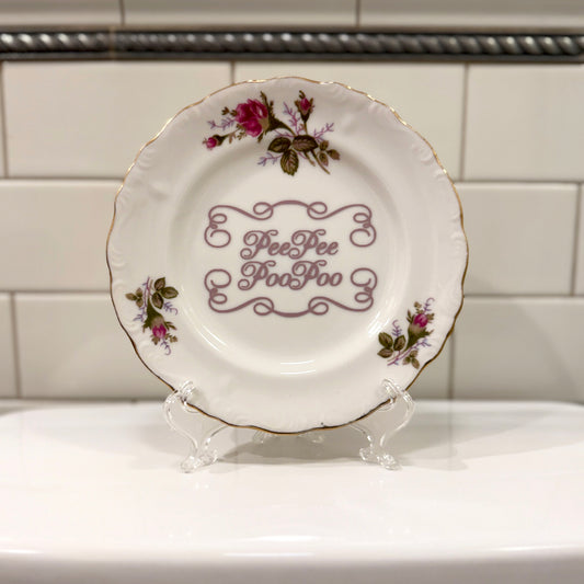 "Pee Pee Poo Poo" | Funny Bathroom Decor | Upcycled Vintage Decorative Plate | 7 in