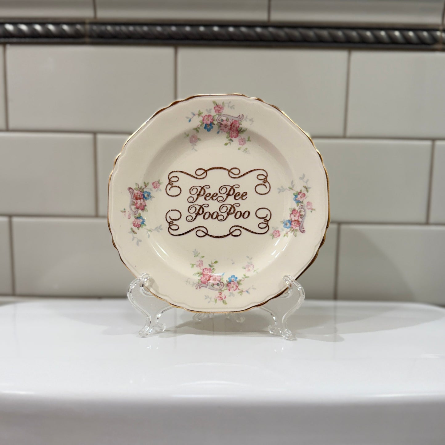"Pee Pee Poo Poo" | Funny Bathroom Decor | Upcycled Decorative Plate | 6 in