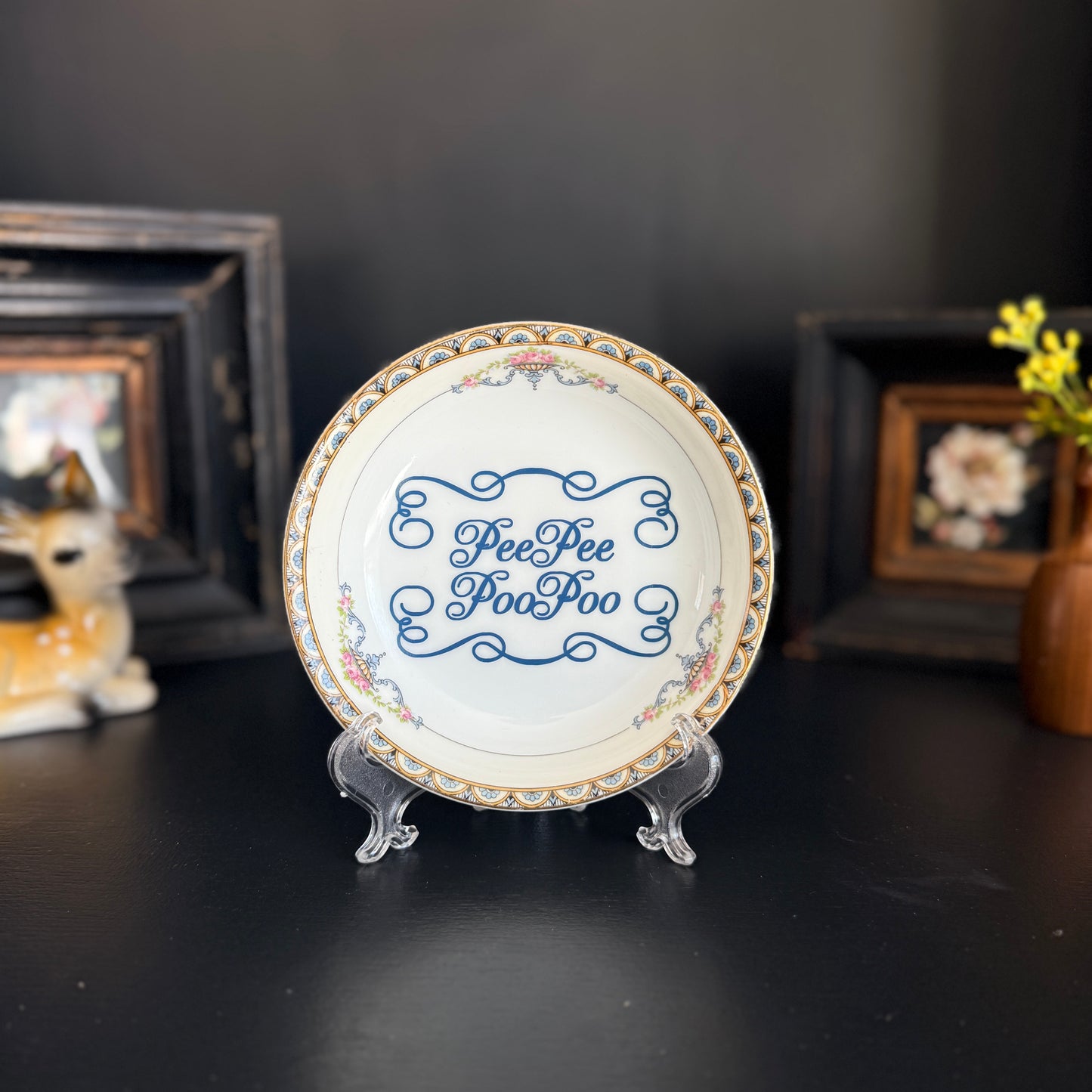 "Pee Pee Poo Poo" | Funny Bathroom Decor | Vintage Upcycled Trinket Tray | 5.5 in