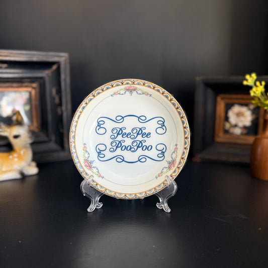 "Pee Pee Poo Poo" | Funny Bathroom Decor | Vintage Upcycled Trinket Tray | 5.5 in