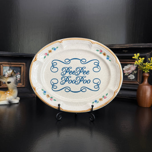 Pee Poo | Funny Bathroom Decor | Upcycled Vintage Decorative Plate | 6.5 x 8 in