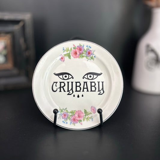 "Crybaby" | Sad Girl Vibes | Upcycled Vintage Decorative Plate |  6 in