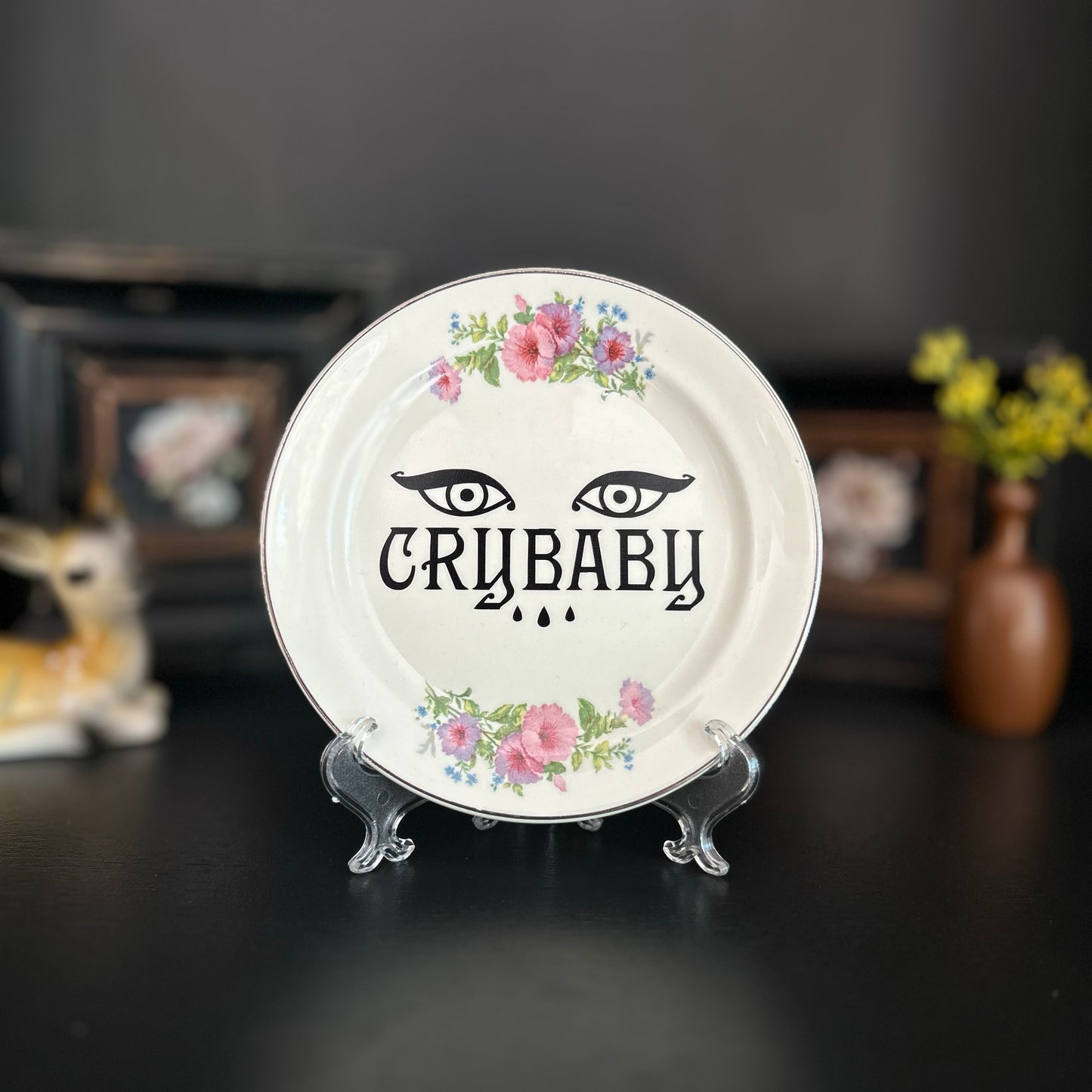 "Crybaby" | Sad Girl Vibes | Upcycled Vintage Decorative Plate |  6 in