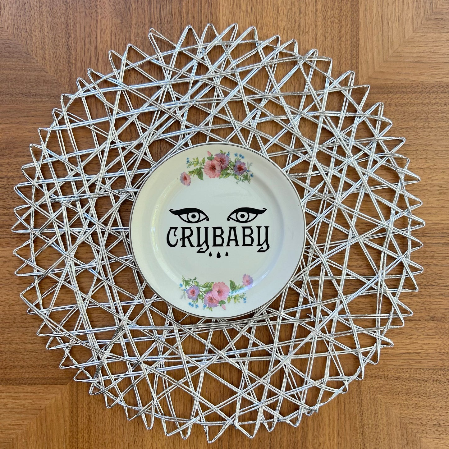 "Crybaby" | Sad Girl Vibes | Upcycled Vintage Decorative Plate |  6 in