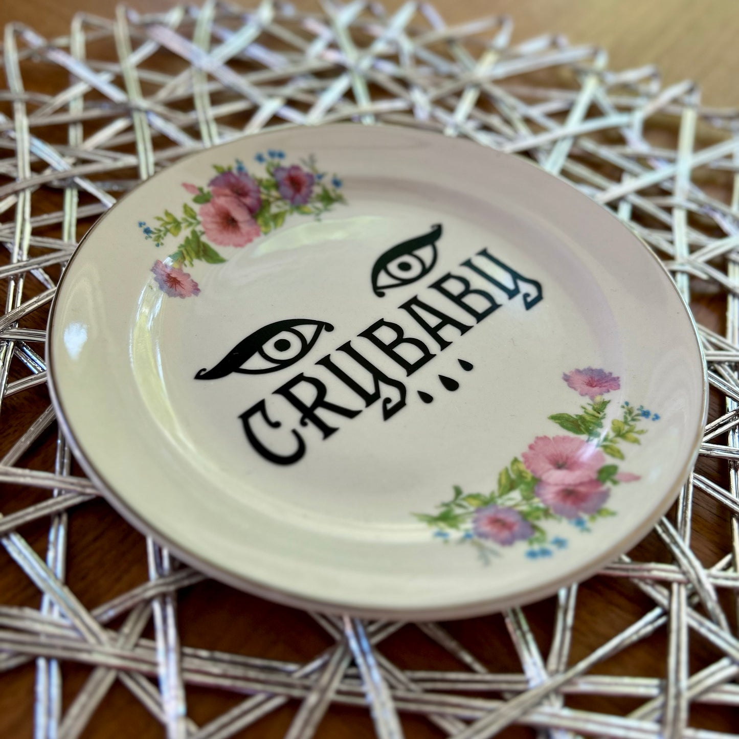 "Crybaby" | Sad Girl Vibes | Upcycled Vintage Decorative Plate |  6 in