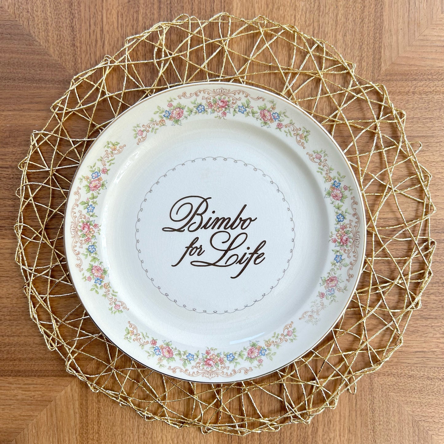 "Bimbo For Life" | Vintage Upcycled Plate |  10 in