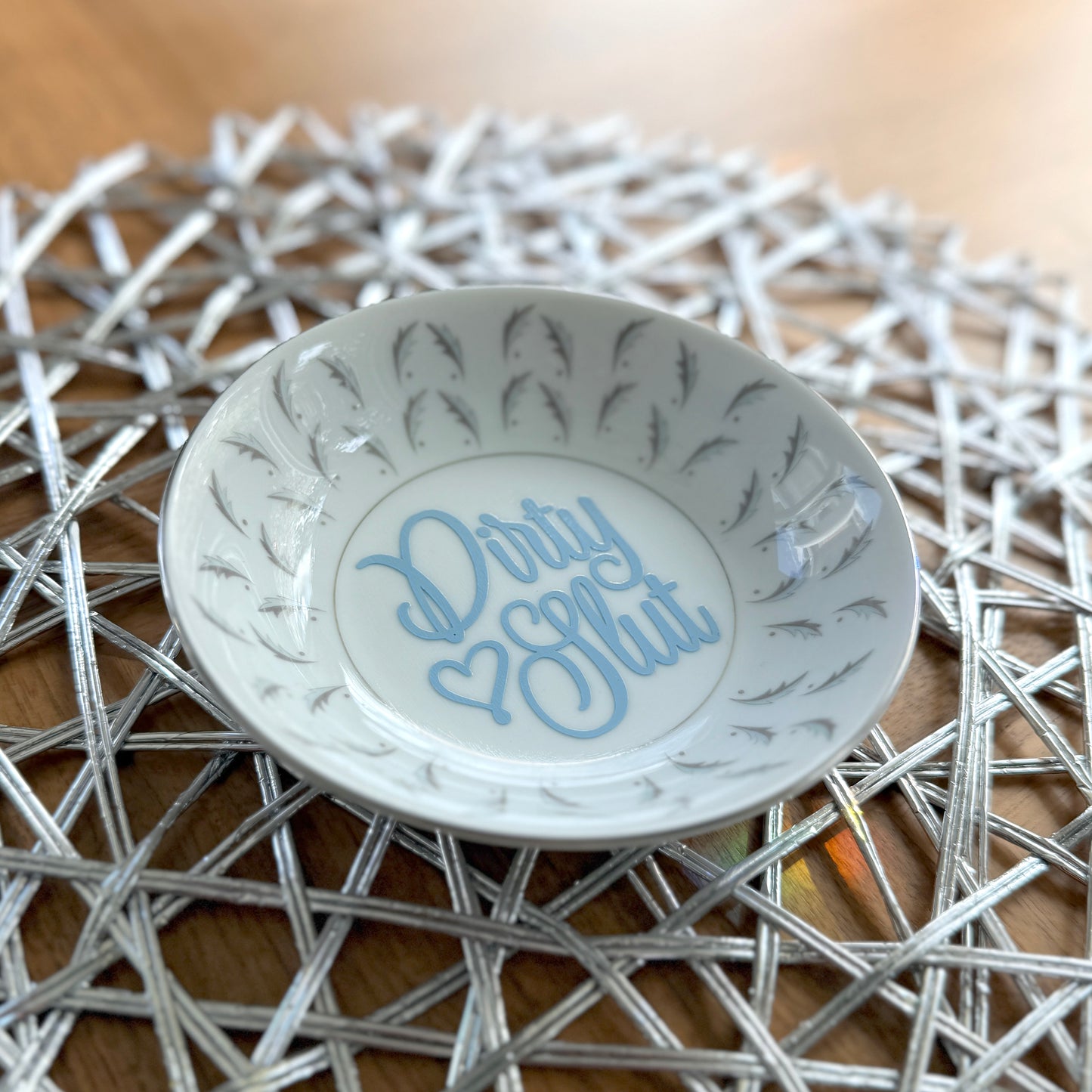 "Dirty Slut" | Vintage Upcycled Trinket Tray | 5.5 in