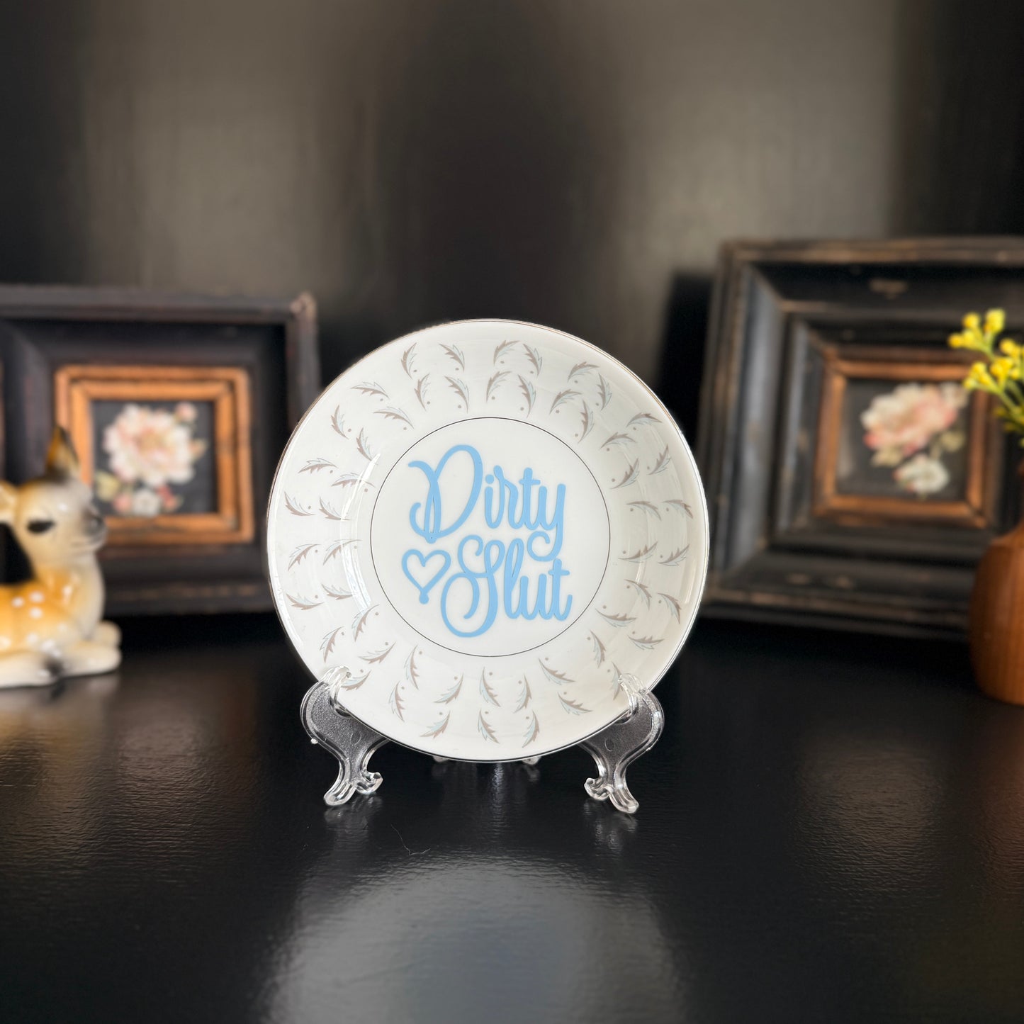 "Dirty Slut" | Vintage Upcycled Trinket Tray | 5.5 in