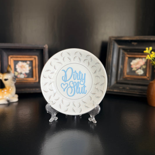 "Dirty Slut" | Vintage Upcycled Trinket Tray | 5.5 in