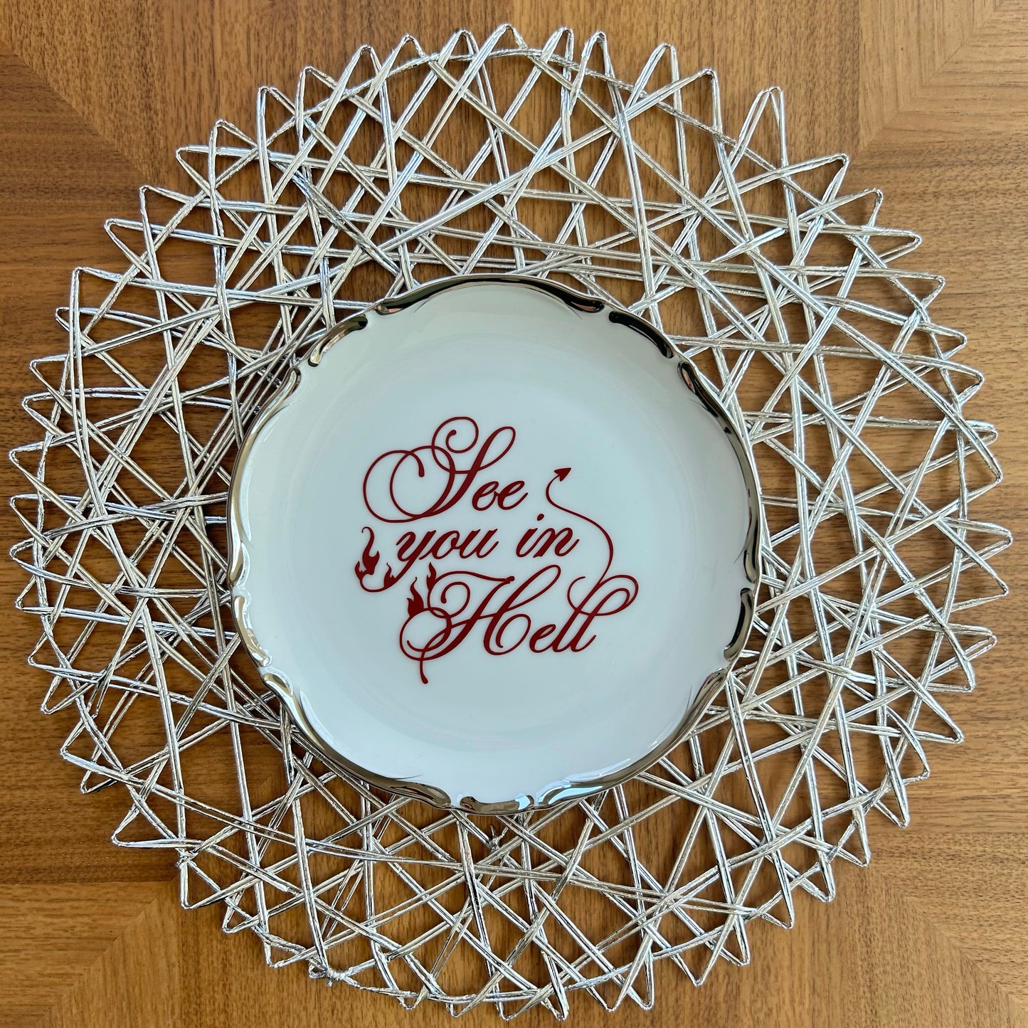 "See You in Hell" | Vintage Upcycled Plate |  8 in