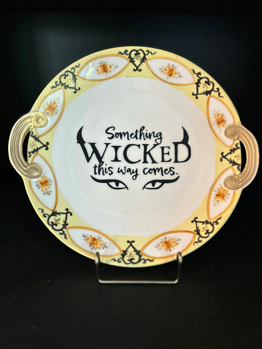 "Something Wicked" | Halloween Seasonal Decor | Vintage Decorative Platter |  11 in