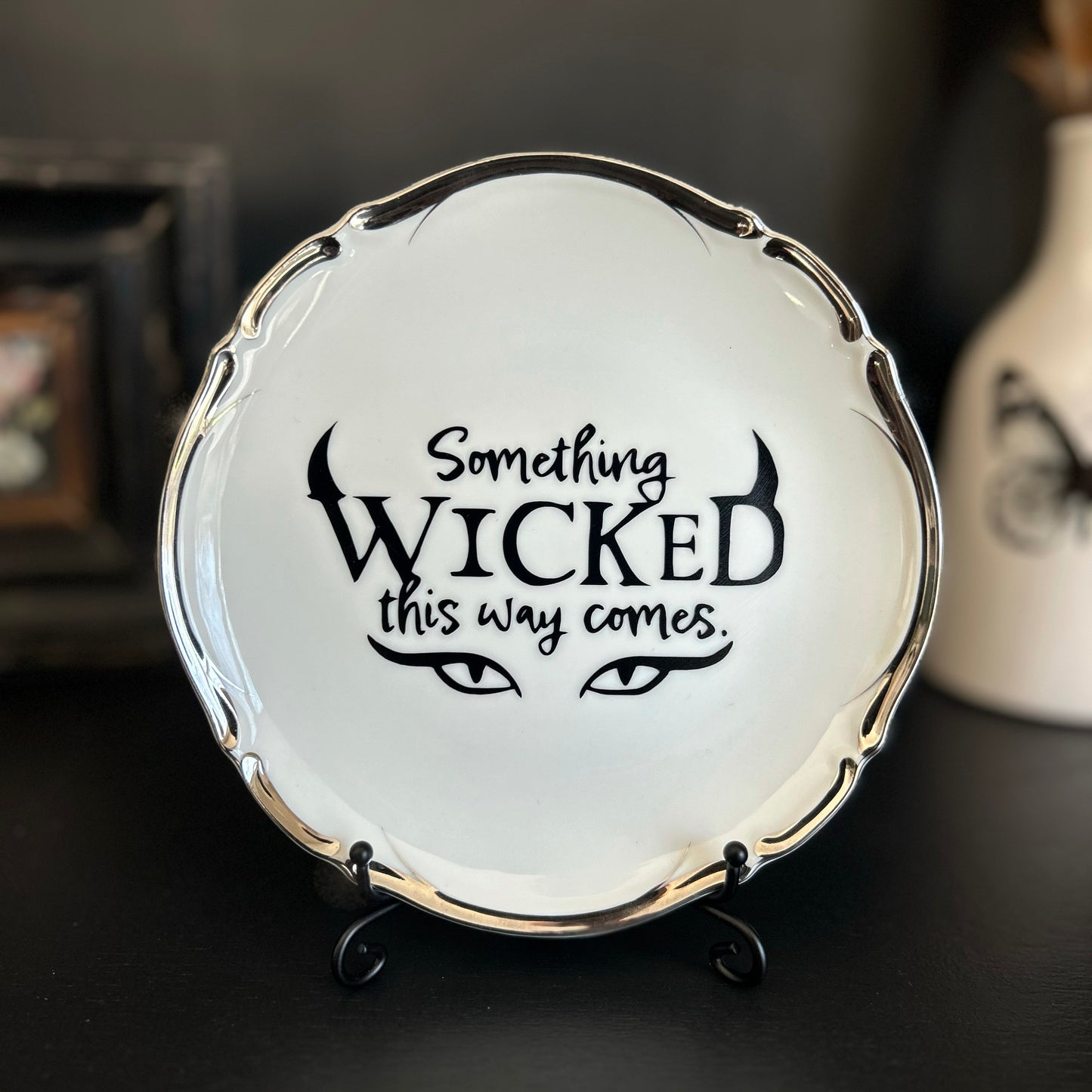 "Something Wicked" | Vintage Upcycled Saucer |  6.75 in