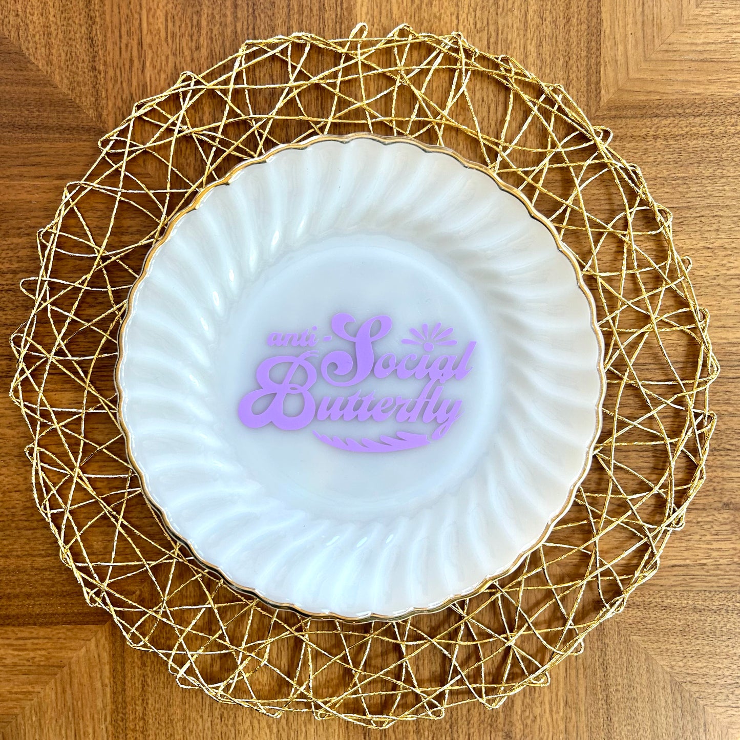 "Anti-Social Butterfly" | Vintage Decorative Plate |  10 in